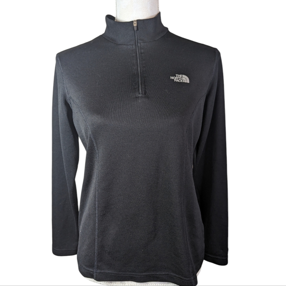 North Face Women's Sunrise Vapor Wick Black Pullover Quarter Zipper Large